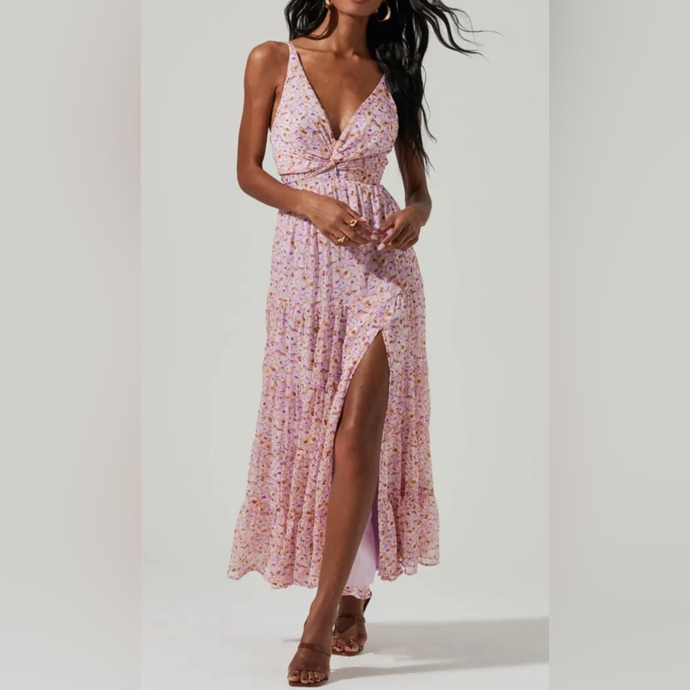 Astr Floral Maxi Dress in Pink and Purple